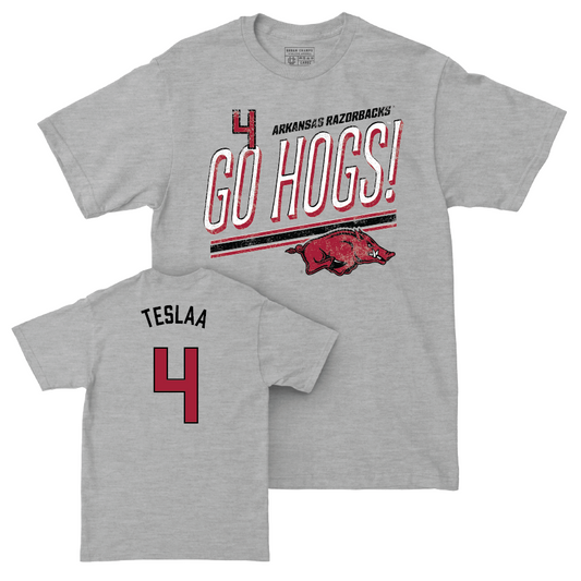 Arkansas Football Sport Grey Hogs Tee - Isaac TeSlaa Small