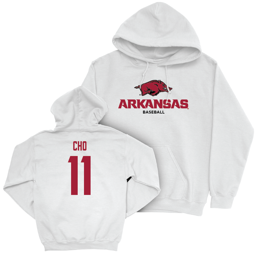 Arkansas Baseball White Classic Hoodie - Jaewoo Cho Youth Small