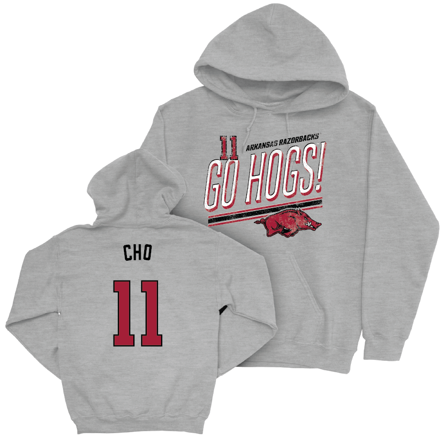 Arkansas Baseball Sport Grey Hogs Hoodie - Jaewoo Cho Youth Small