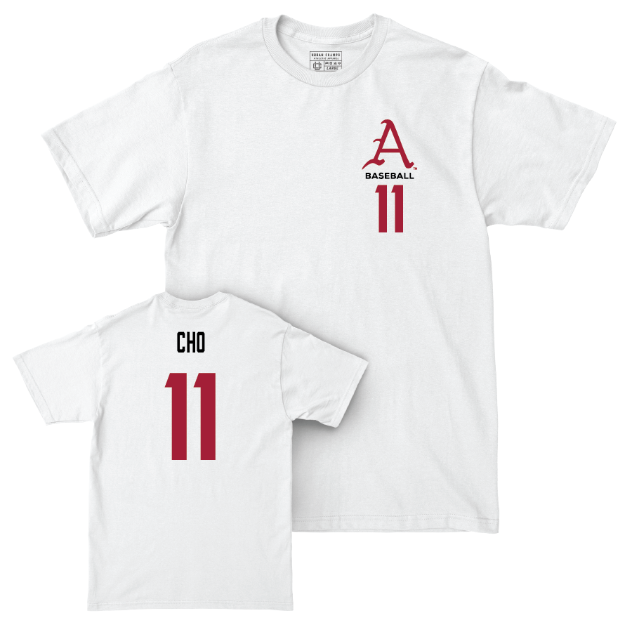 Arkansas Baseball White Comfort Colors Tee - Jaewoo Cho Youth Small