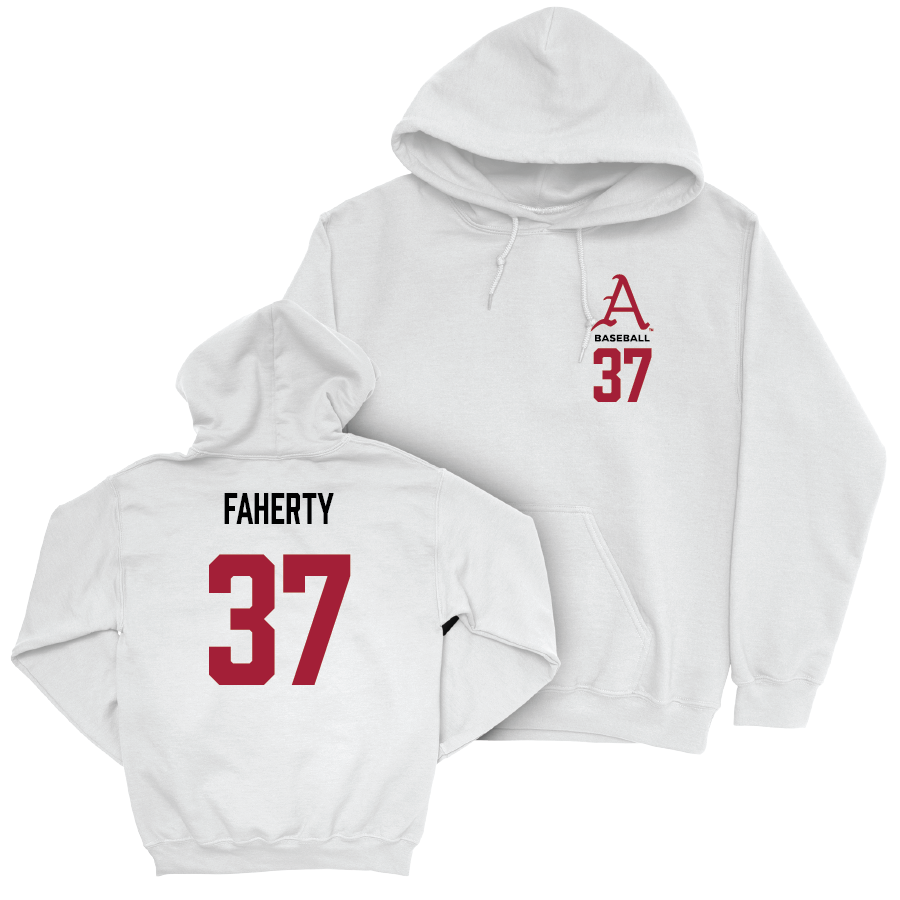 Arkansas Baseball White Hoodie - Jake Faherty Youth Small