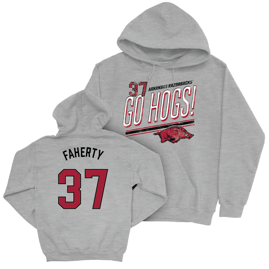 Arkansas Baseball Sport Grey Hogs Hoodie - Jake Faherty Youth Small