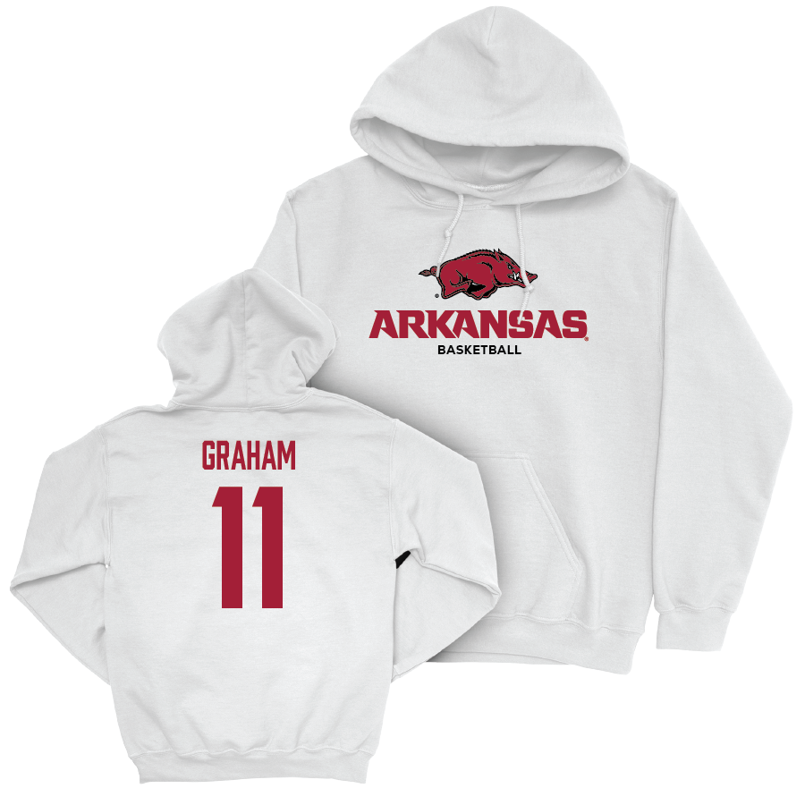 Arkansas Men's Basketball White Classic Hoodie - Jalen Graham Youth Small