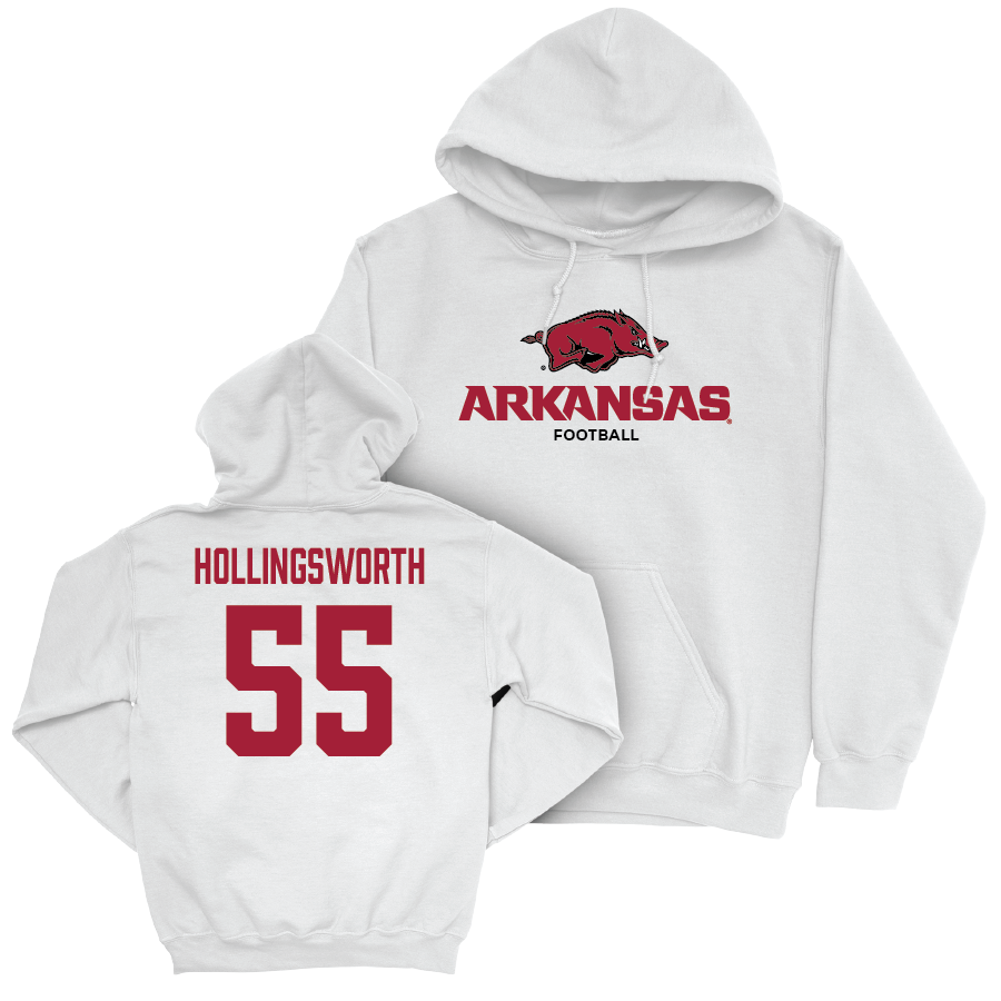 Arkansas Football White Classic Hoodie - JJ Hollingsworth Youth Small