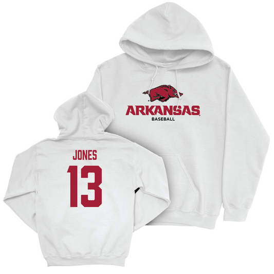 Arkansas Baseball White Classic Hoodie - Jayson Jones Youth Small