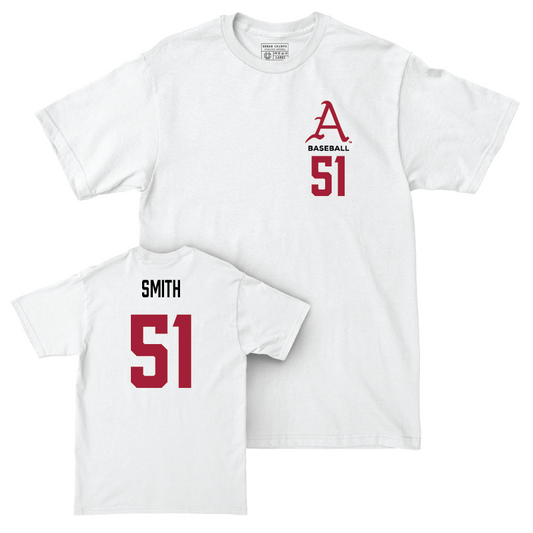 Arkansas Baseball White Comfort Colors Tee - Jack Smith Youth Small