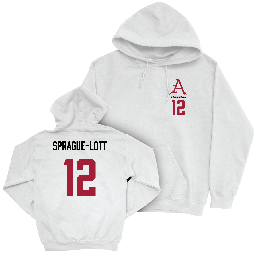 Arkansas Baseball White Hoodie - Jared Sprague-Lott Small