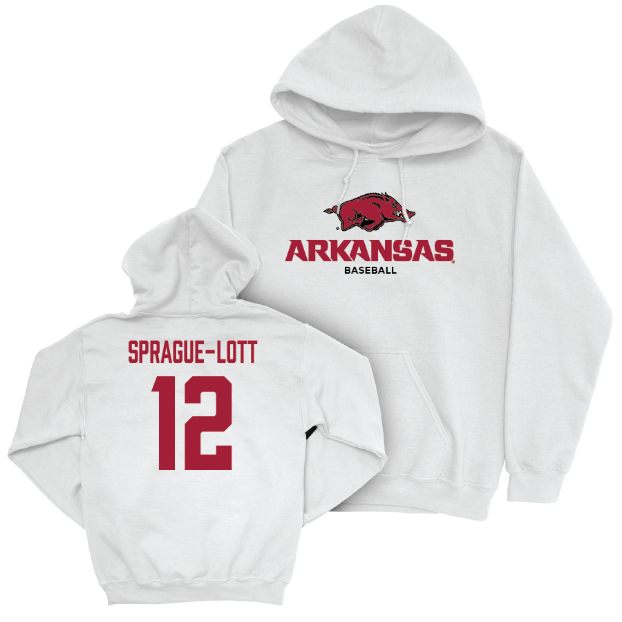 Arkansas Baseball White Classic Hoodie - Jared Sprague-Lott Small