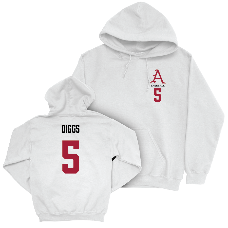 Arkansas Baseball White Hoodie - Kendall Diggs Youth Small