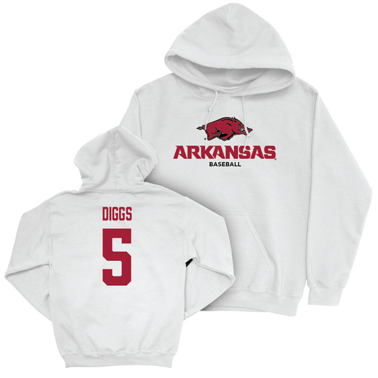 Arkansas Baseball White Classic Hoodie - Kendall Diggs Youth Small