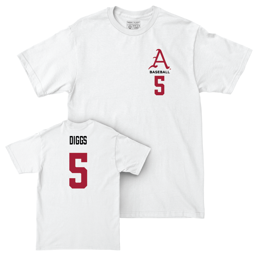 Arkansas Baseball White Comfort Colors Tee - Kendall Diggs Youth Small