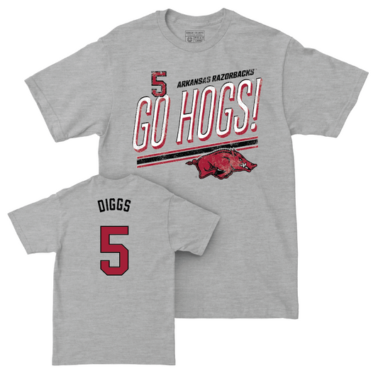 Arkansas Baseball Sport Grey Hogs Tee - Kendall Diggs Youth Small