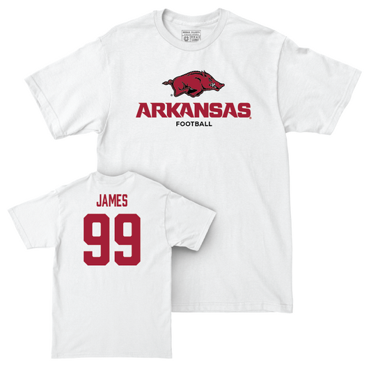 Arkansas Football White Classic Comfort Colors Tee - Kaleb James Youth Small