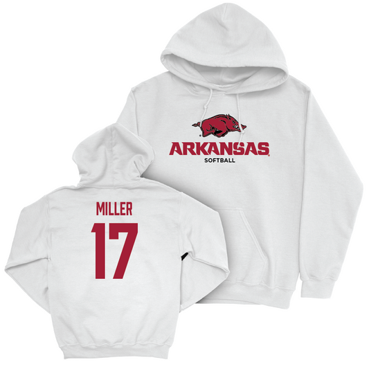 Arkansas Softball White Classic Hoodie - Kennedy Miller Youth Small
