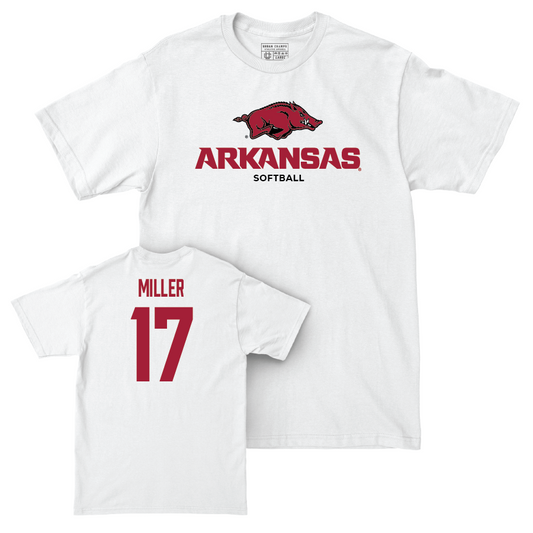 Arkansas Softball White Classic Comfort Colors Tee - Kennedy Miller Youth Small