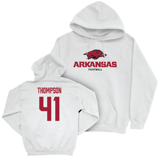 Arkansas Football White Classic Hoodie - Kyle Thompson Small