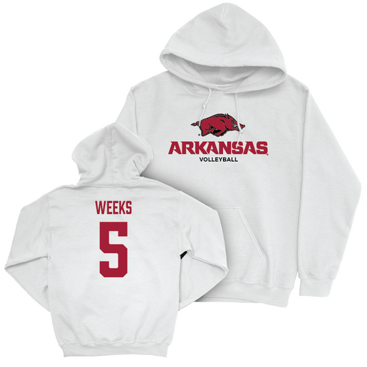 Arkansas Women's Volleyball White Classic Hoodie - Kylie Weeks Small