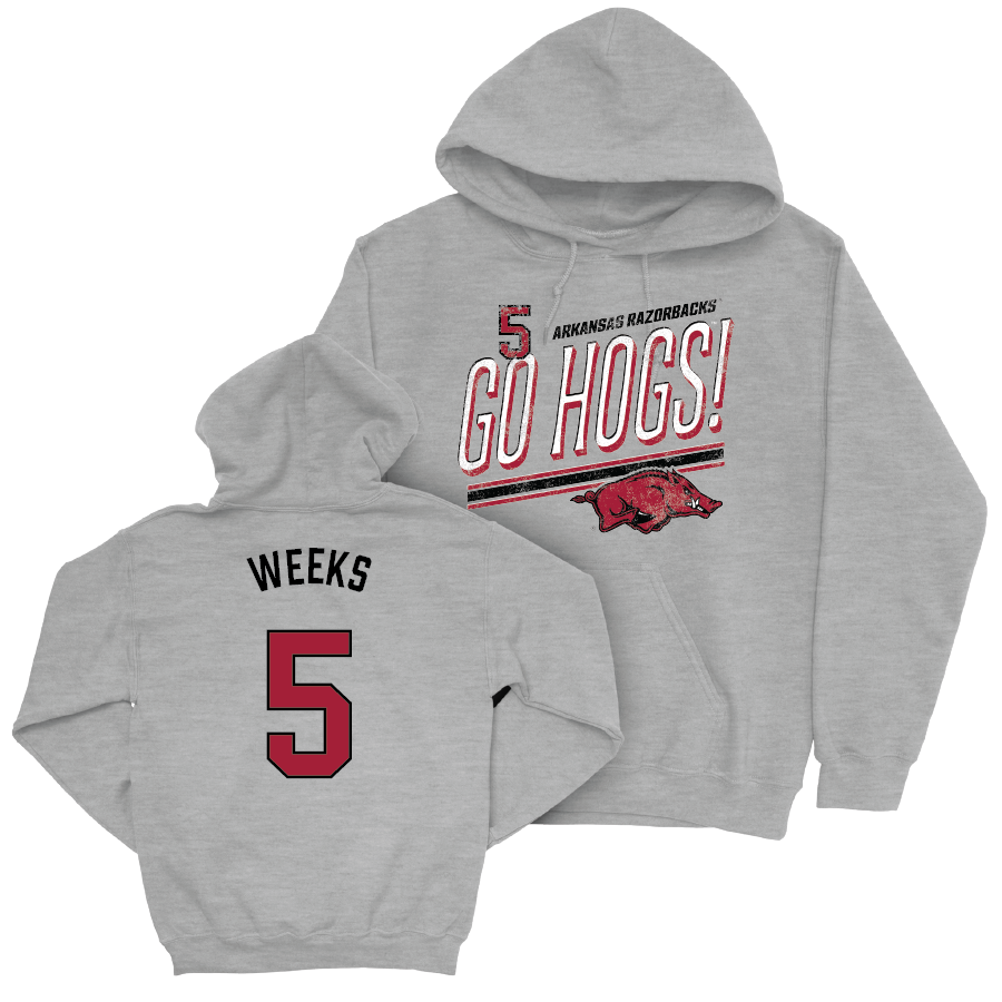 Arkansas Women's Volleyball Sport Grey Hogs Hoodie - Kylie Weeks Small