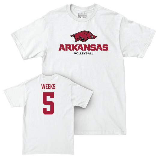 Arkansas Women's Volleyball White Classic Comfort Colors Tee - Kylie Weeks Small