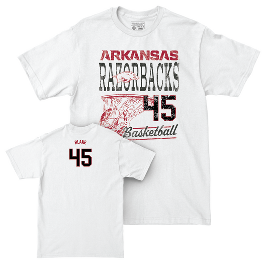 Arkansas Men's Basketball White Hoops Comfort Colors Tee - Lawson Blake Youth Small
