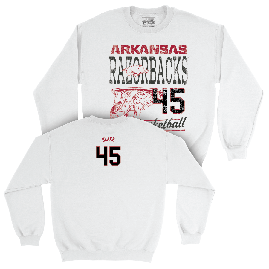 Arkansas Men's Basketball White Hoops Crew - Lawson Blake Youth Small