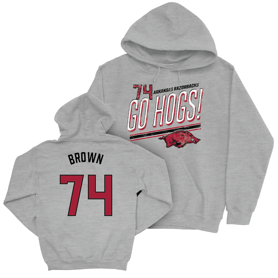 Arkansas Football Sport Grey Hogs Hoodie - Luke Brown Youth Small