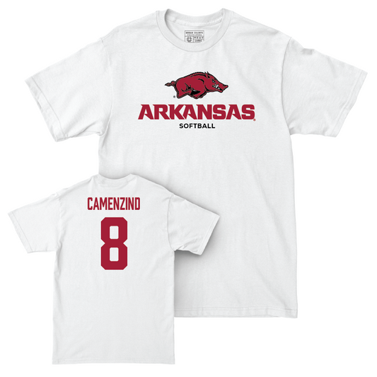 Arkansas Softball White Classic Comfort Colors Tee - Lauren Camenzind Youth Small