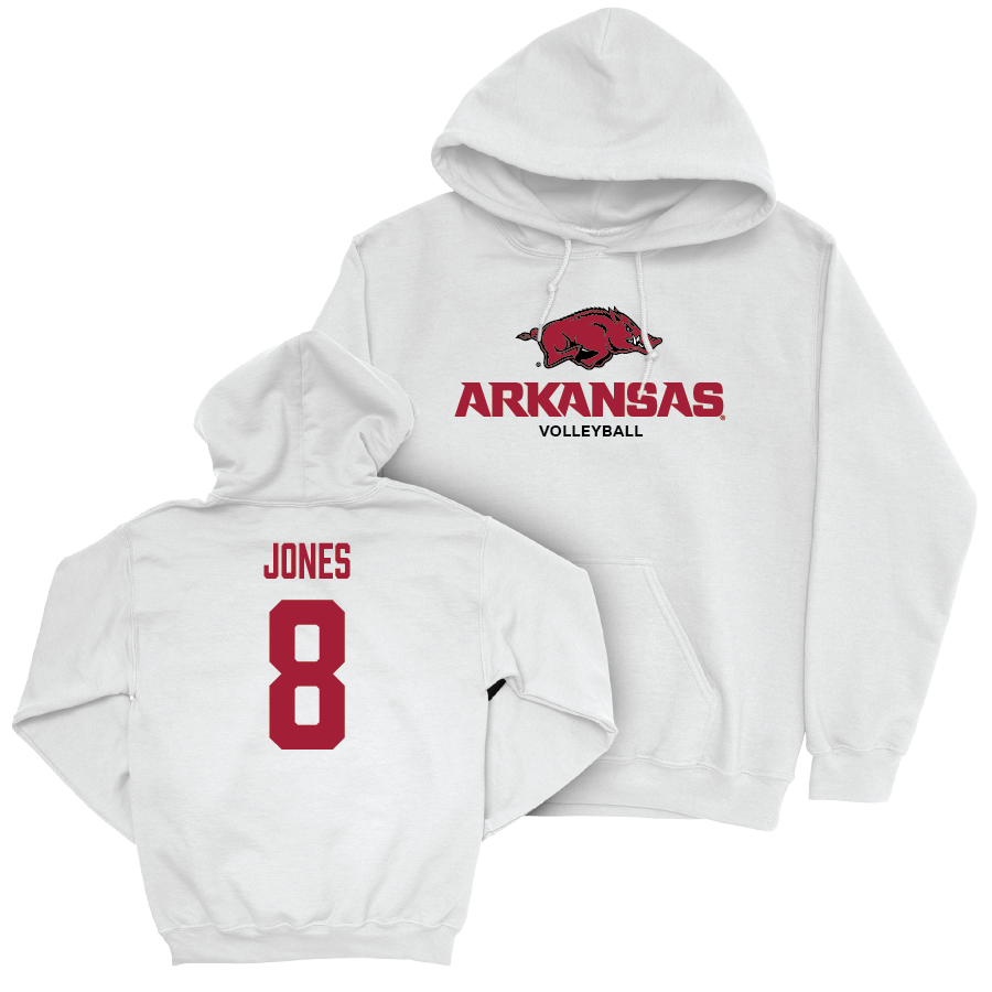 Arkansas Women's Volleyball White Classic Hoodie - Logan Jones Youth Small