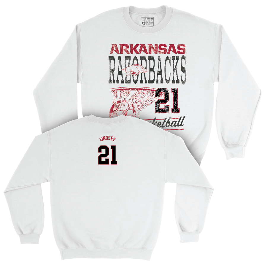 Arkansas Women's Basketball White Hoops Crew - Loren Lindsey Youth Small