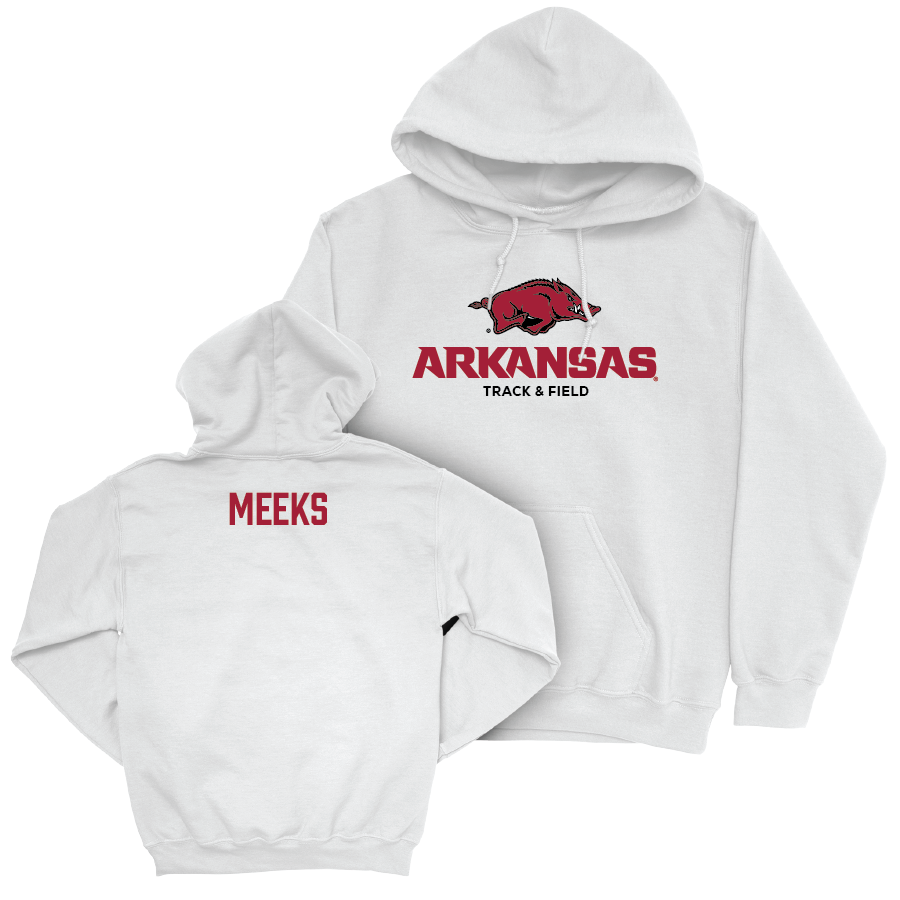 Arkansas Women's Track & Field White Classic Hoodie - Lanie Meeks Youth Small