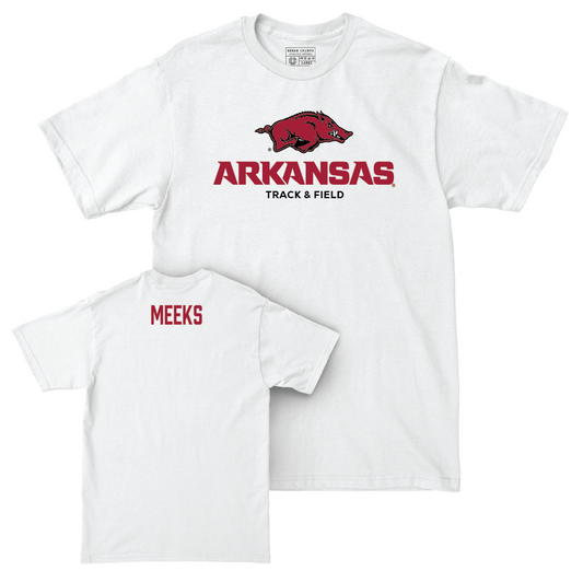 Arkansas Women's Track & Field White Classic Comfort Colors Tee - Lanie Meeks Youth Small