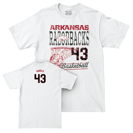 Arkansas Women's Basketball White Hoops Comfort Colors Tee - Makayla Daniels Youth Small