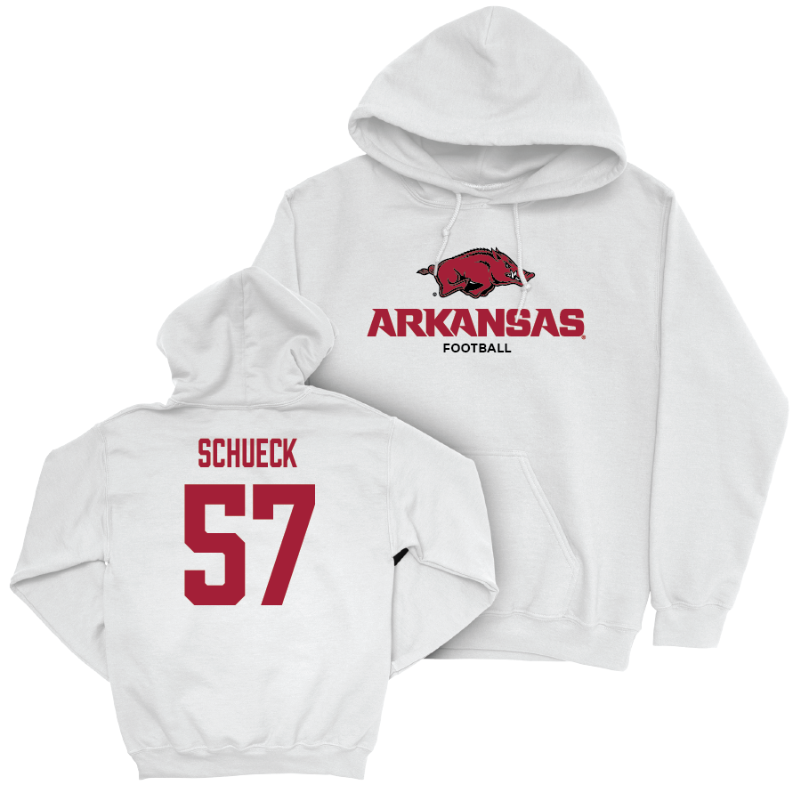 Arkansas Football White Classic Hoodie - Mason Schueck Small