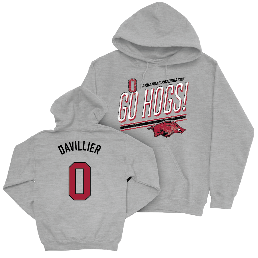 Arkansas Football Sport Grey Hogs Hoodie - Nico Davillier Youth Small