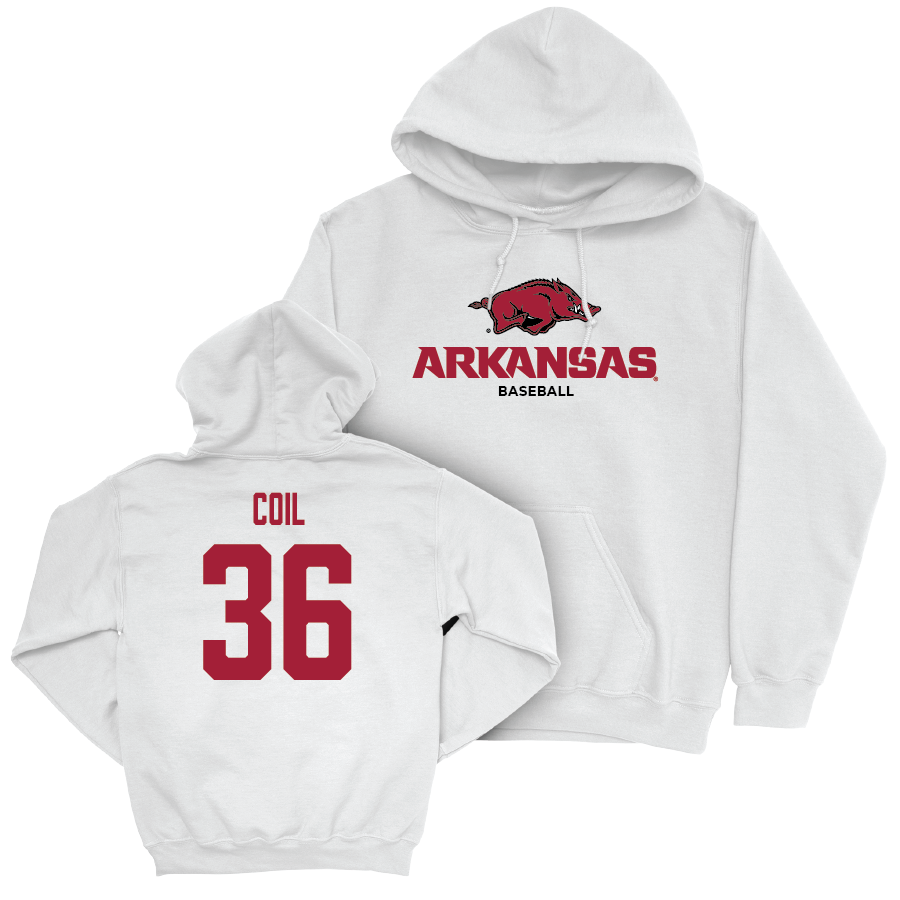 Arkansas Baseball White Classic Hoodie - Parker Coil Youth Small