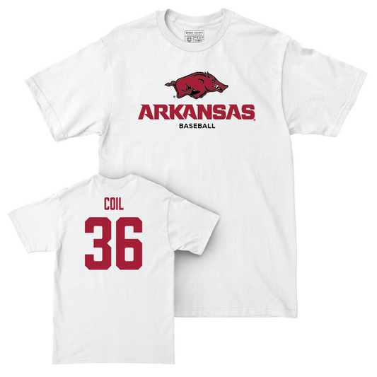Arkansas Baseball White Classic Comfort Colors Tee - Parker Coil Youth Small