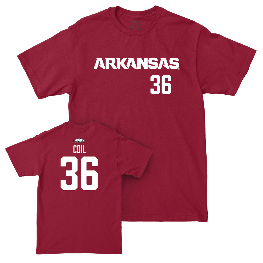 Arkansas Baseball Cardinal Wordmark Tee - Parker Coil Youth Small