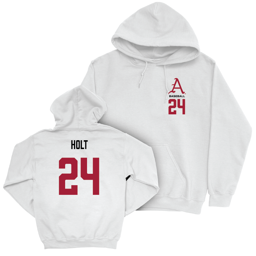 Arkansas Baseball White Hoodie - Peyton Holt Youth Small