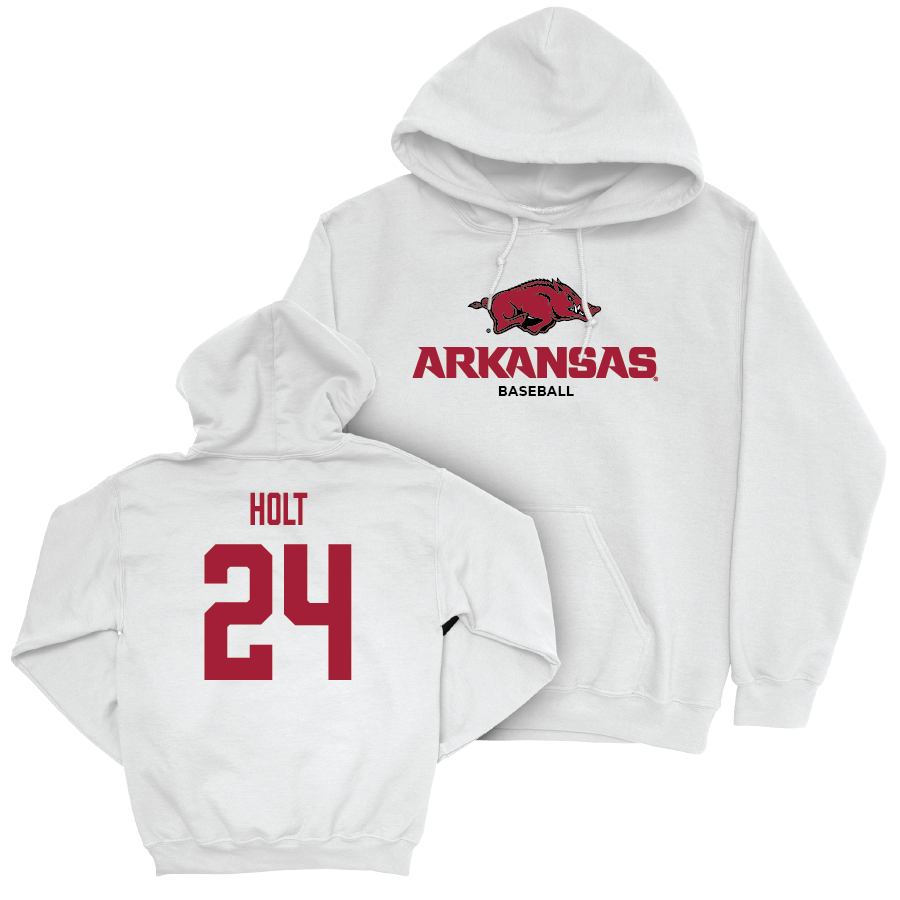 Arkansas Baseball White Classic Hoodie - Peyton Holt Youth Small