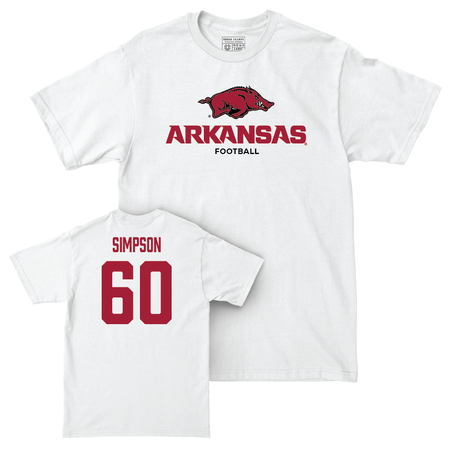 Arkansas Football White Classic Comfort Colors Tee - Payton Simpson Youth Small