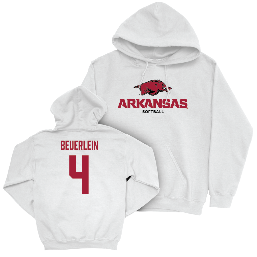 Arkansas Softball White Classic Hoodie - Reis Beuerlein Youth Small