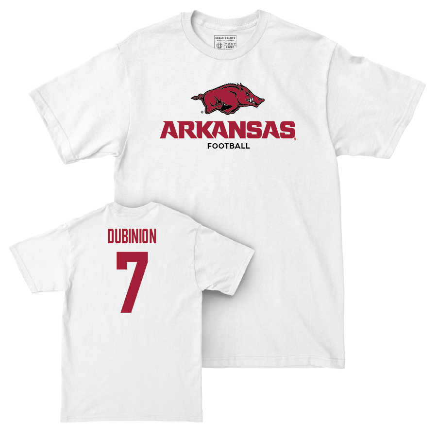 Arkansas Football White Classic Comfort Colors Tee - Rashod Dubinion Youth Small