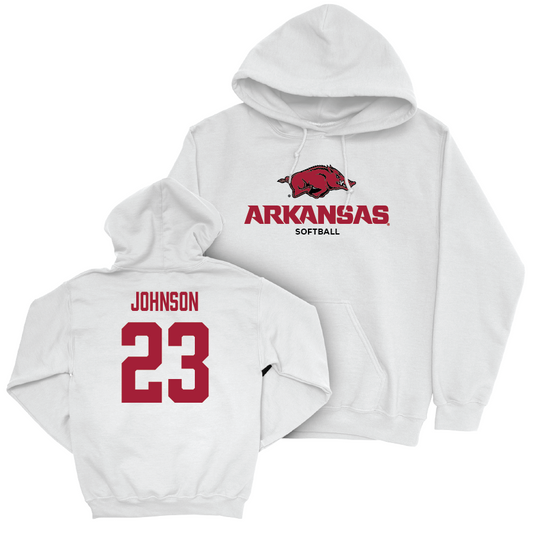 Arkansas Softball White Classic Hoodie - Reagan Johnson Youth Small