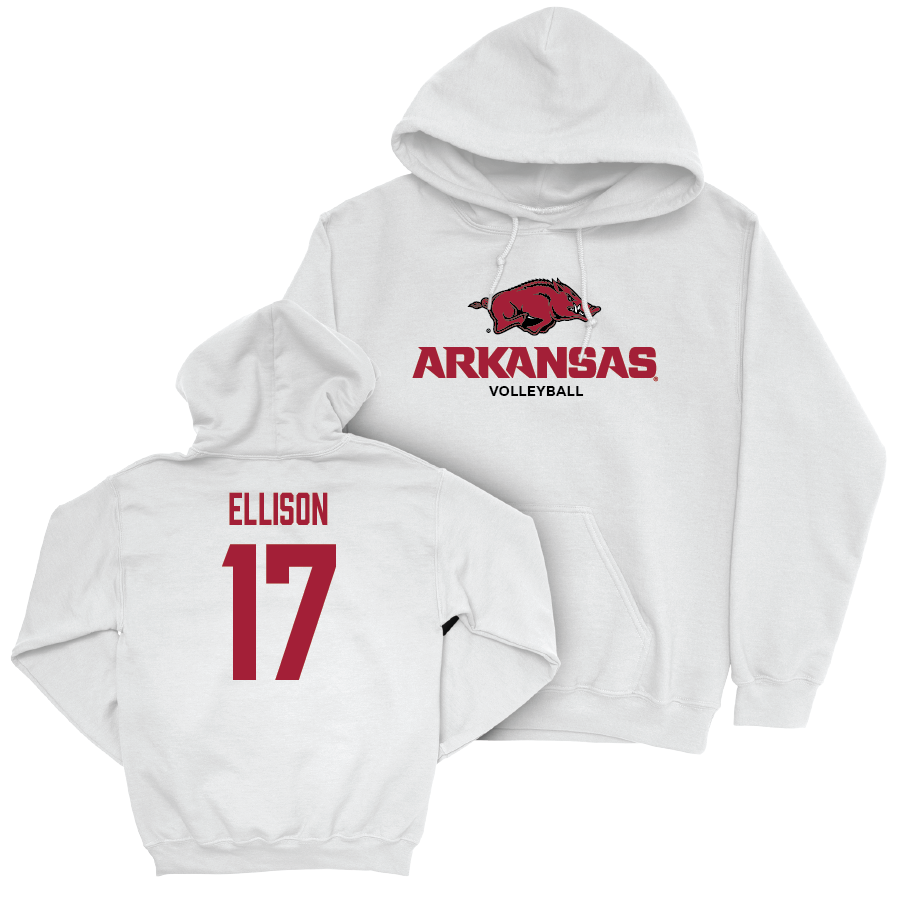 Arkansas Women's Volleyball White Classic Hoodie - Skylar Ellison Small