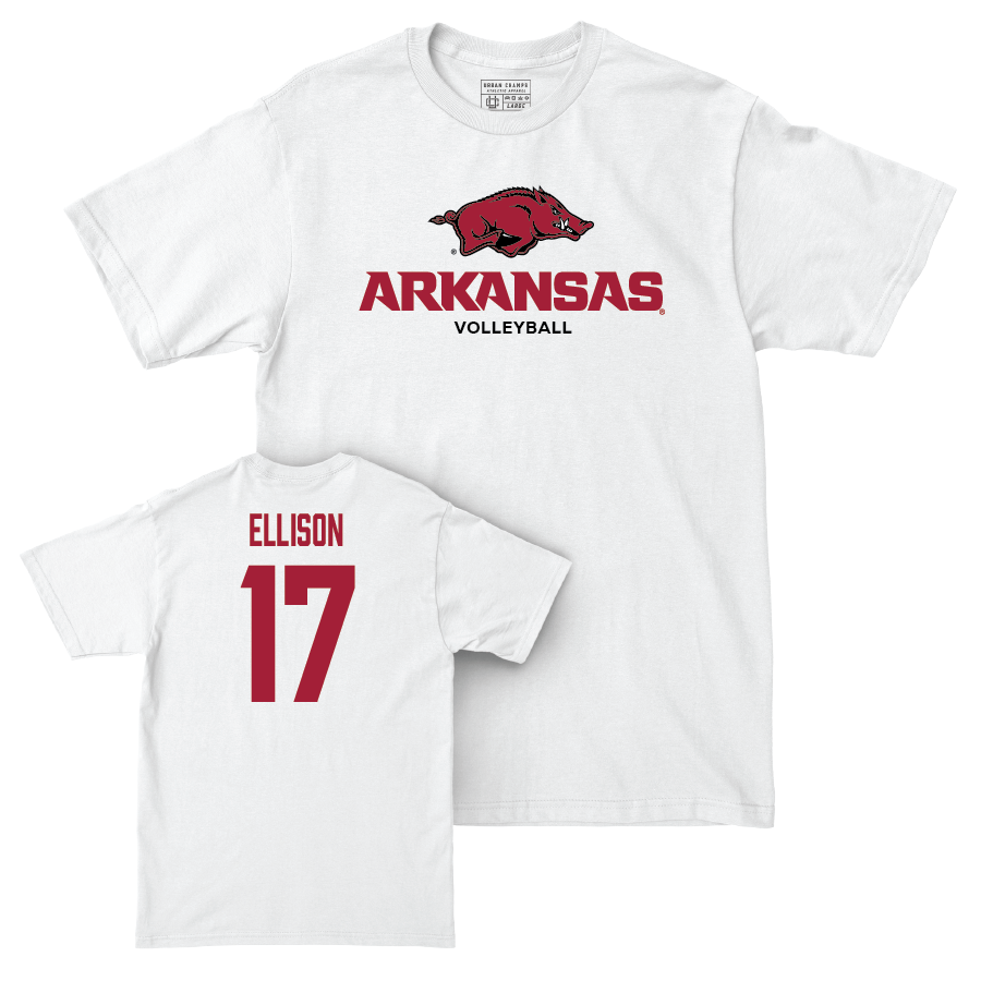 Arkansas Women's Volleyball White Classic Comfort Colors Tee - Skylar Ellison Youth Small