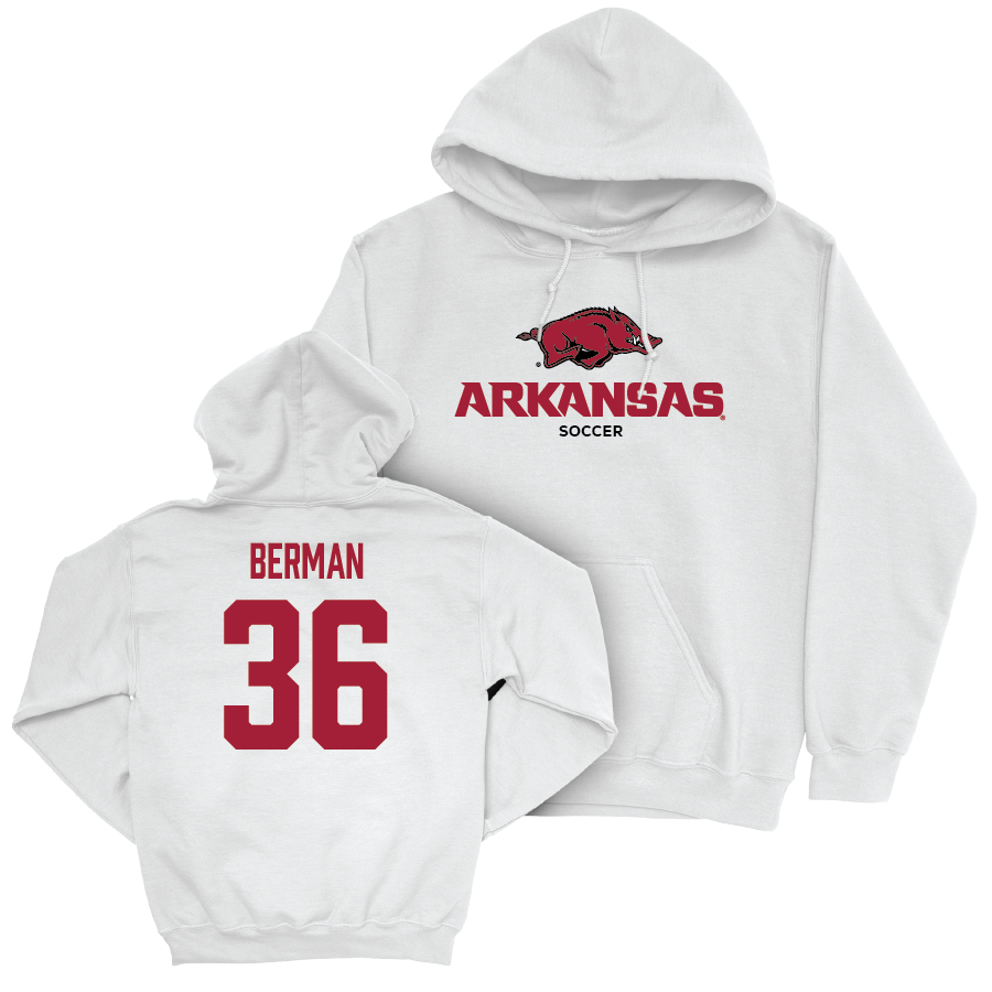 Arkansas Women's Soccer White Classic Hoodie - Taylor Berman Youth Small