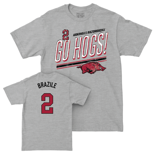 Arkansas Men's Basketball Sport Grey Hogs Tee - Trevon Brazile Youth Small