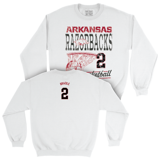 Arkansas Men's Basketball White Hoops Crew - Trevon Brazile Youth Small