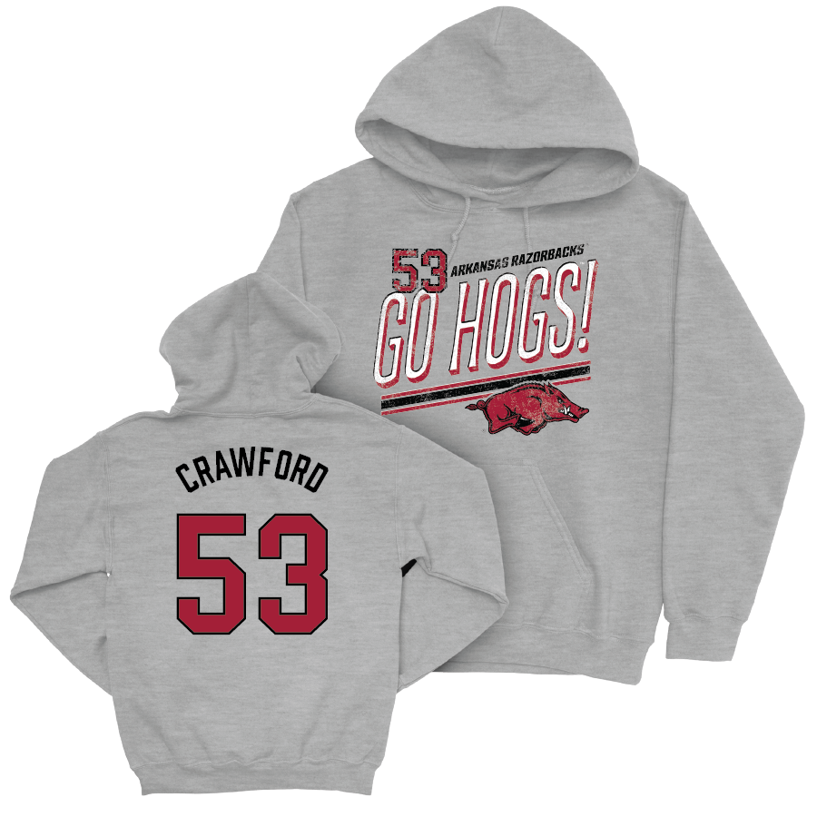 Arkansas Football Sport Grey Hogs Hoodie - Ty’Kieast Crawford Youth Small