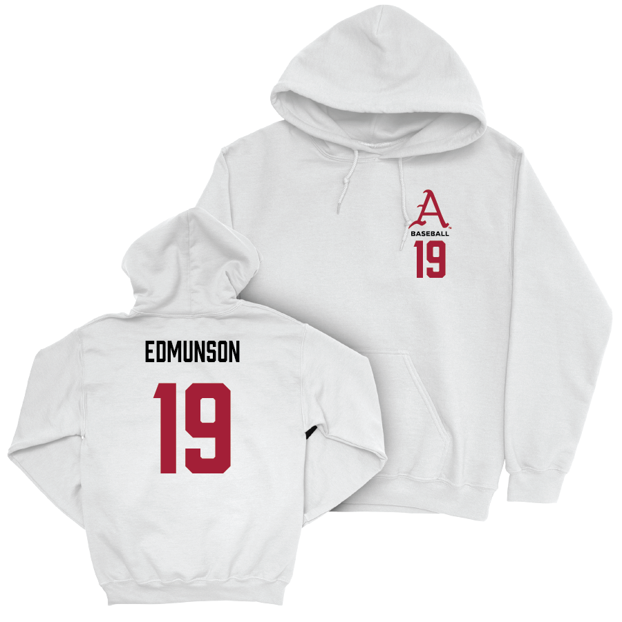 Arkansas Baseball White Hoodie - Will Edmunson Youth Small